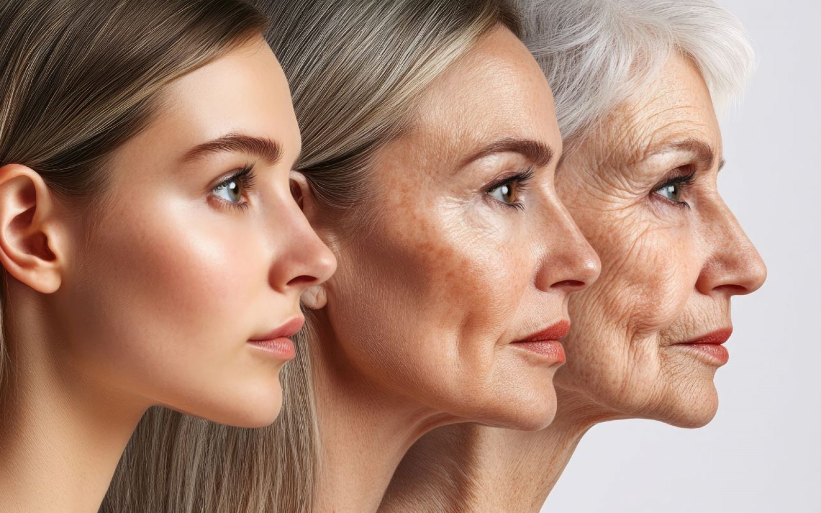 Simbolni prikaz staranja ženskega obraza skozi leta