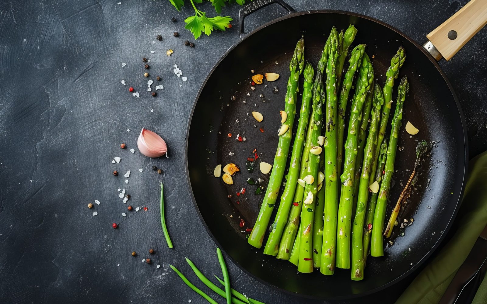 Pečeni zeleni šparglji – okusna pomladna zelenjava, bogata z vlakninami, vitaminom K in folno kislino