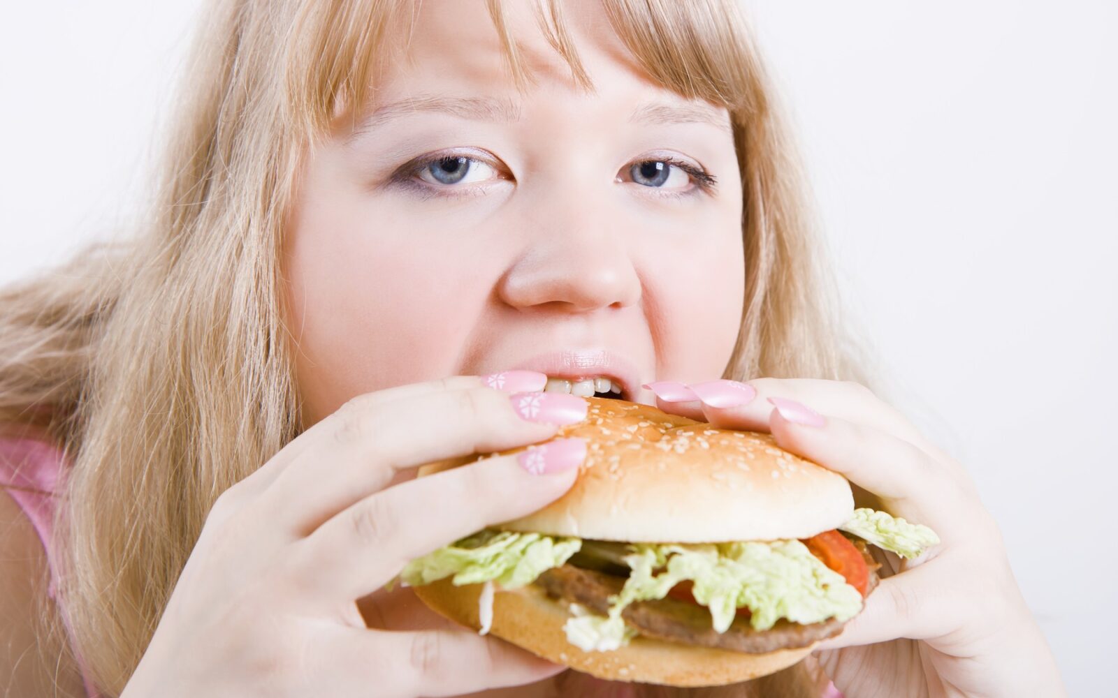 Debela punca s hamburgerjem