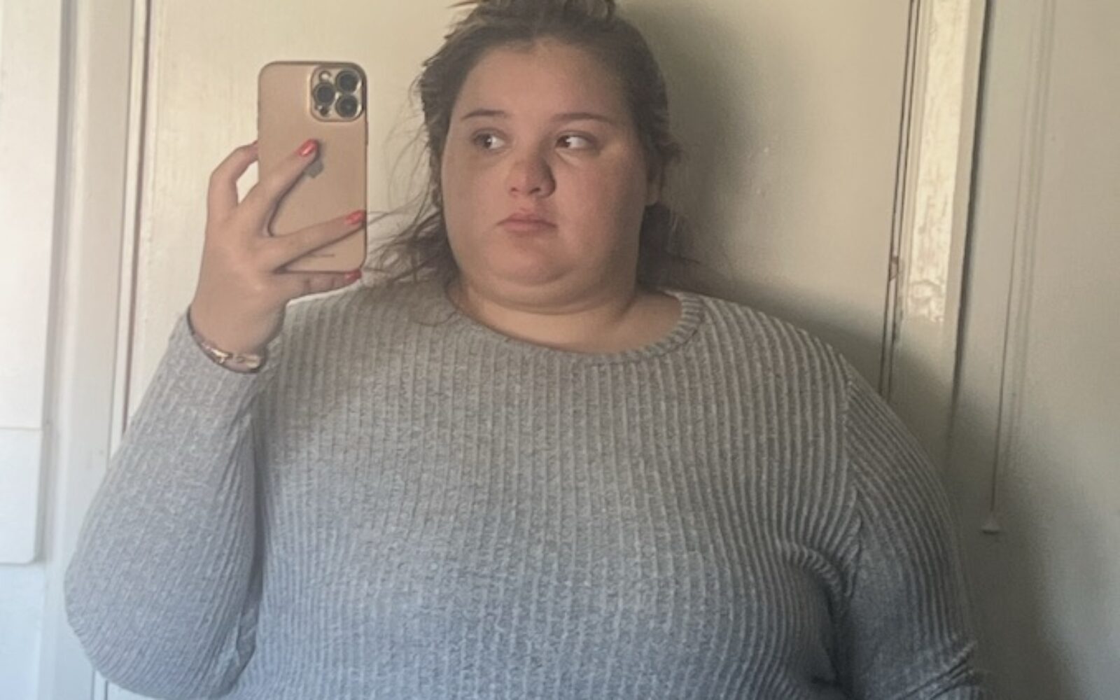 Rhiannon Chihi pred izgubo telesne teže, ko je tehtala 227 kilogramov.