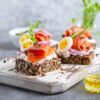 Skandinavska, nordijska prehrana - losos, skyr, zelenjava, ržen kruh