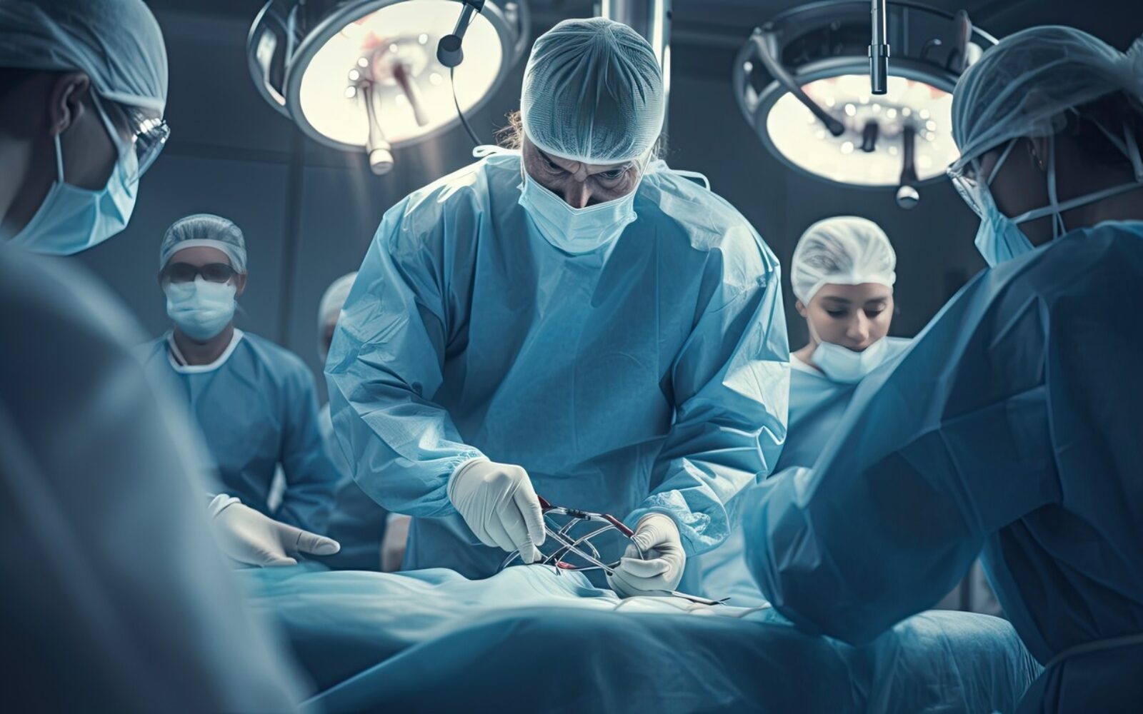 Kirurška ekipa med operacijo v operacijski dvorani